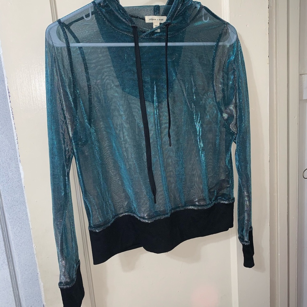 Sheer metallic iridescent hoodie